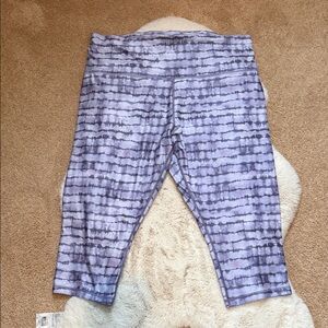 Athleta Girls Purple Striped Capri Leggings
